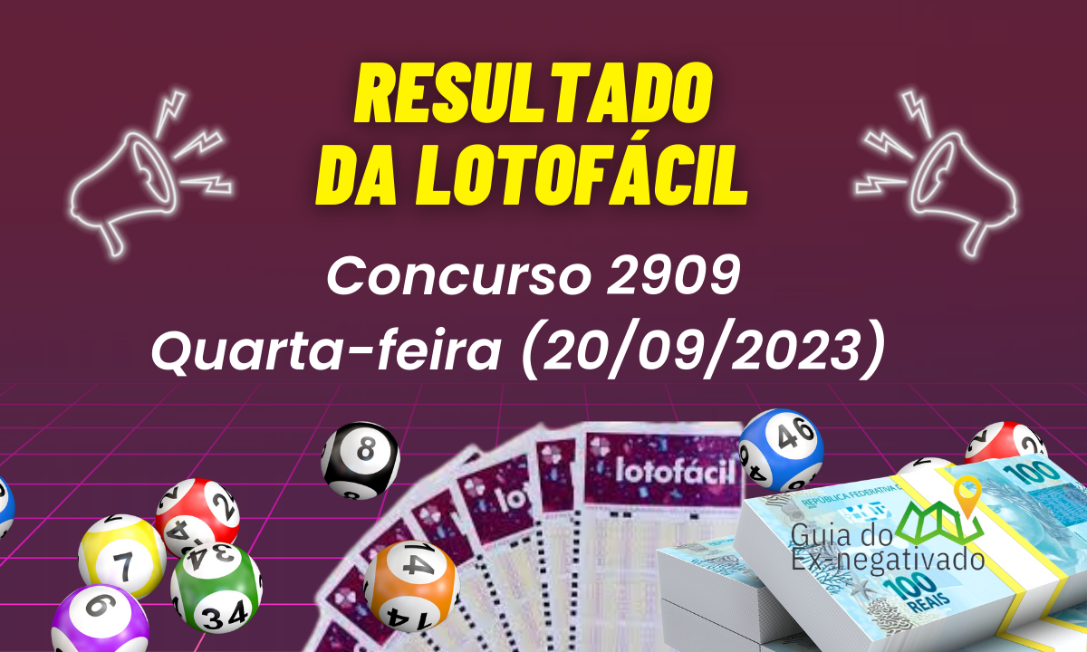 Veja resultado da Lotofácil 2909 desta quarta-feira (20/09)