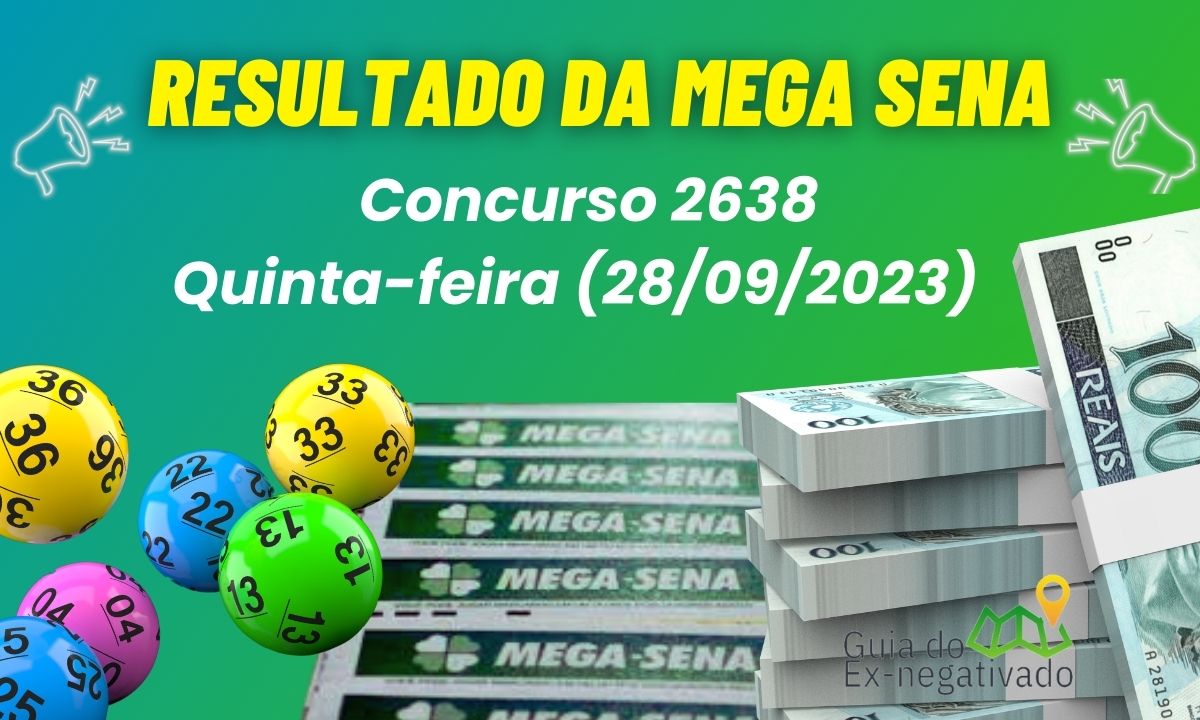 Resultado da Mega-Sena 2638 desta quinta-feira (28/09)